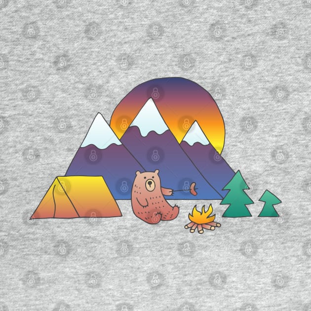 Bear Camping in the Mountains by HappyCatPrints